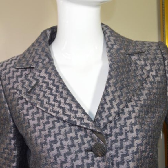 Armani Collezioni Grey/Brown Powerhouse ZigZag Jacket Made in Italy 🇮🇹 - Picture 11 of 16